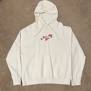 Cream Nike Hoodie with Embroidered Floral Detail